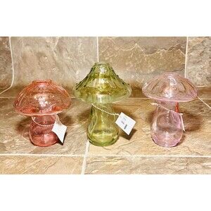 Glass Mushroom Vase Set - Target Bullseye Spring 2024 - Pink, Purple & Green New